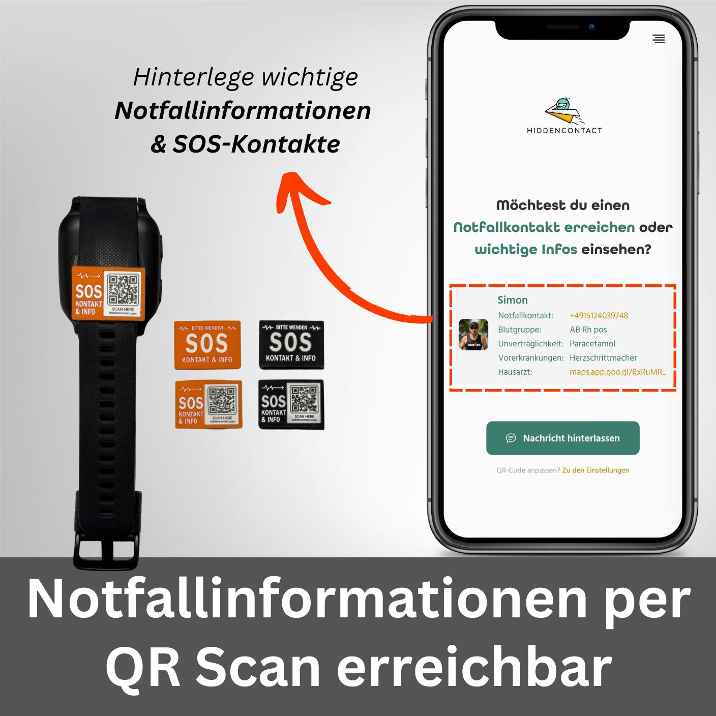SOS Tag für Uhren & Armbänder (3er Set)