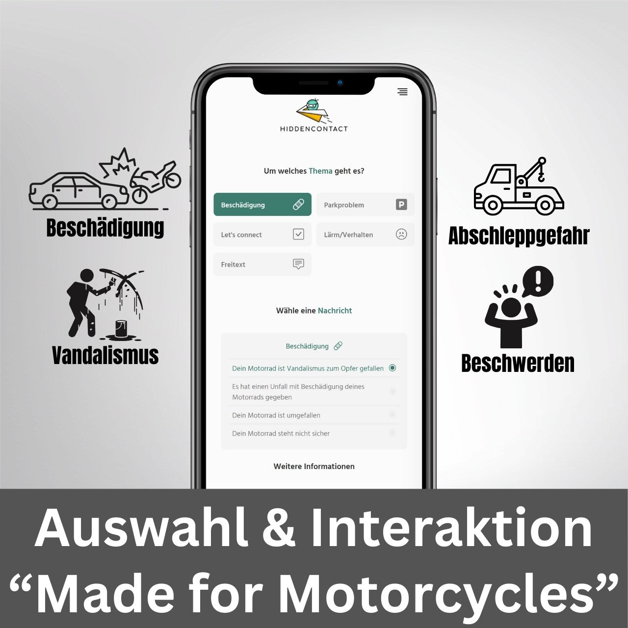 Motorrad-Kontaktpunkt mit QR (3er Set)