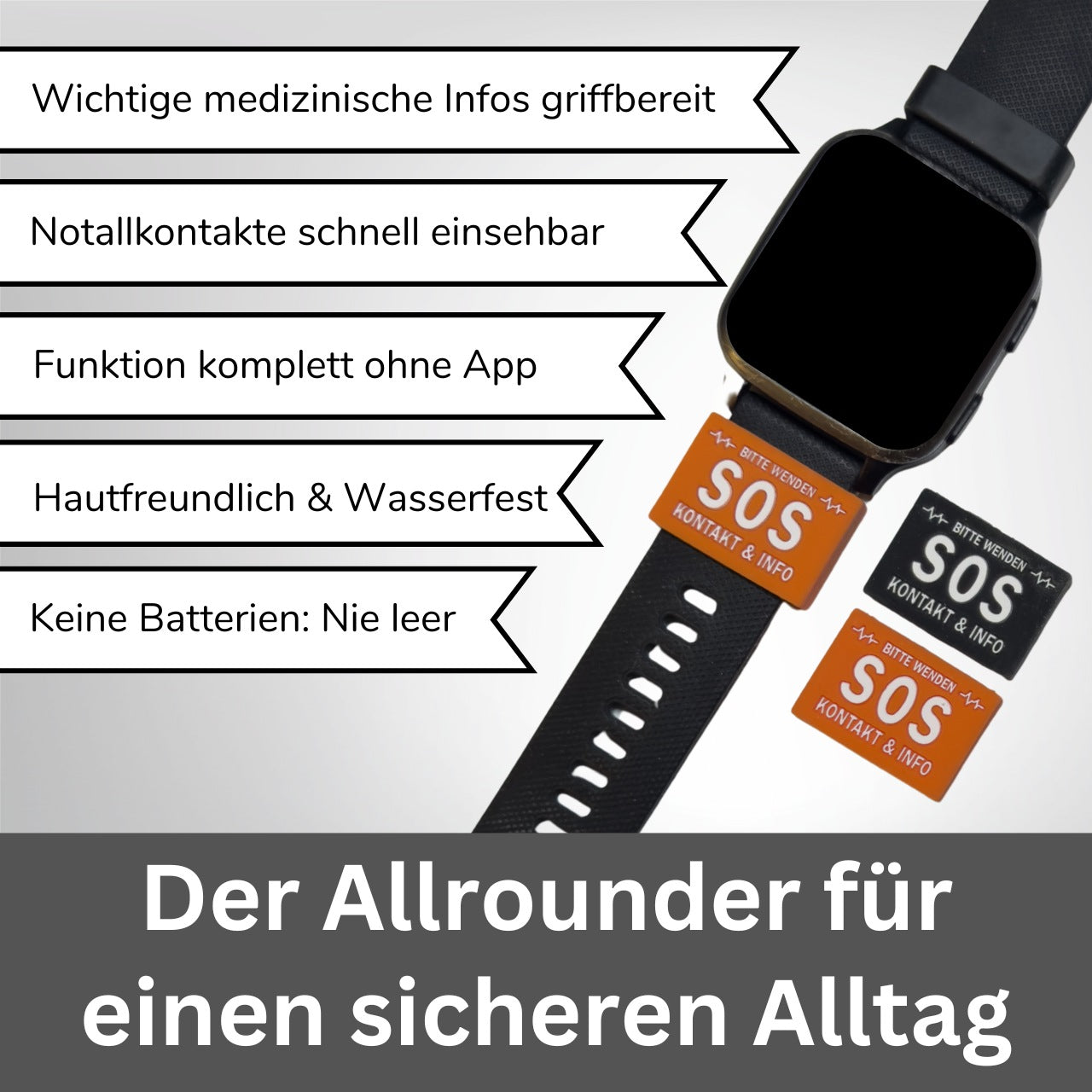 SOS Tag für Uhren & Armbänder (3er Set)