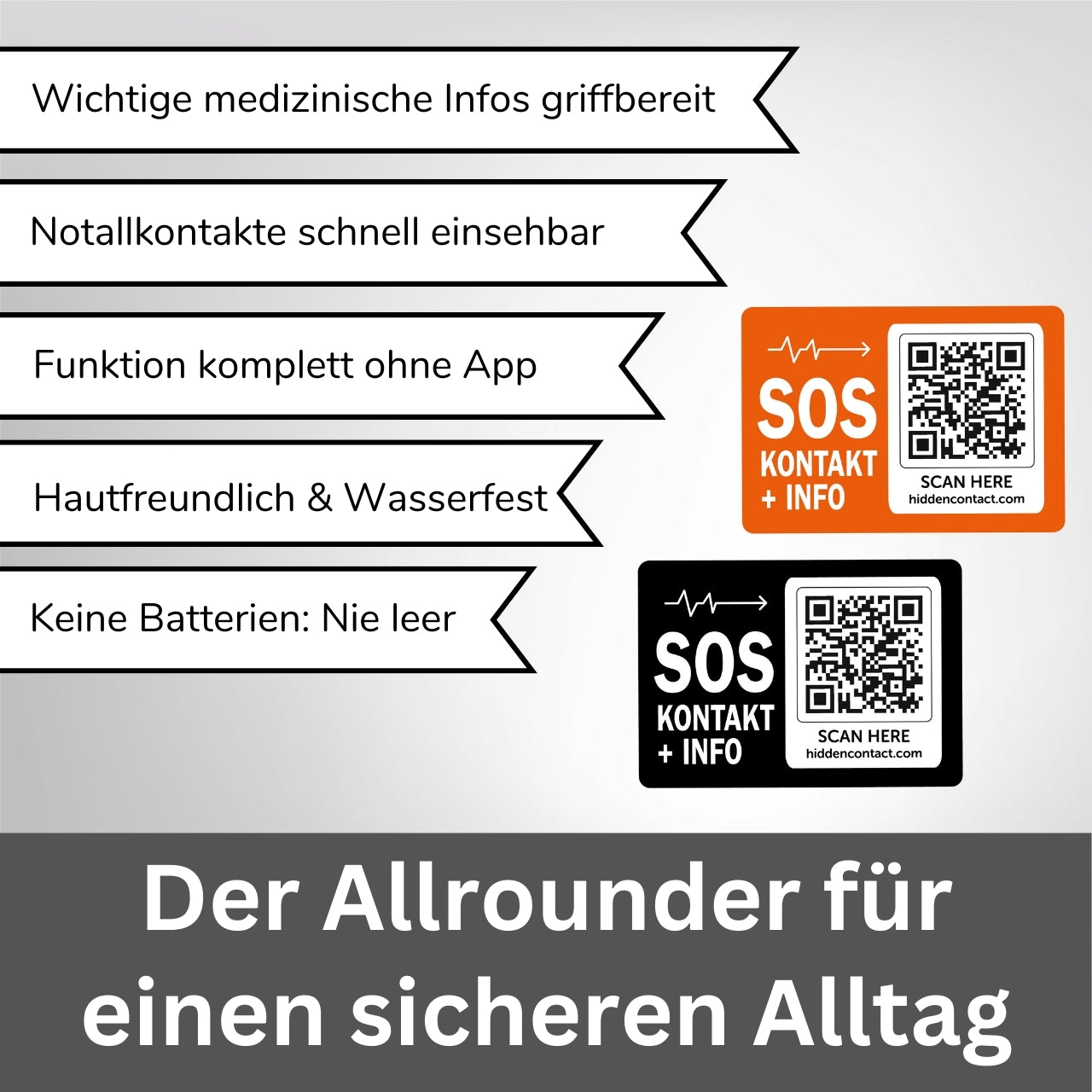 SOS Kontakt & Notfallinfo Aufkleber (3er Set)