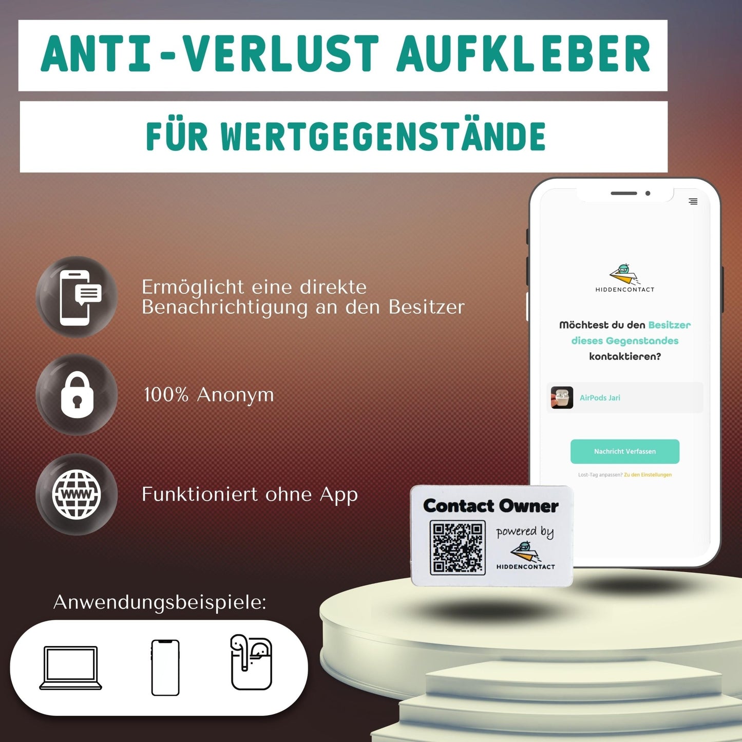 #Wertgegenstand Aufkleber mit QR - hiddencontact