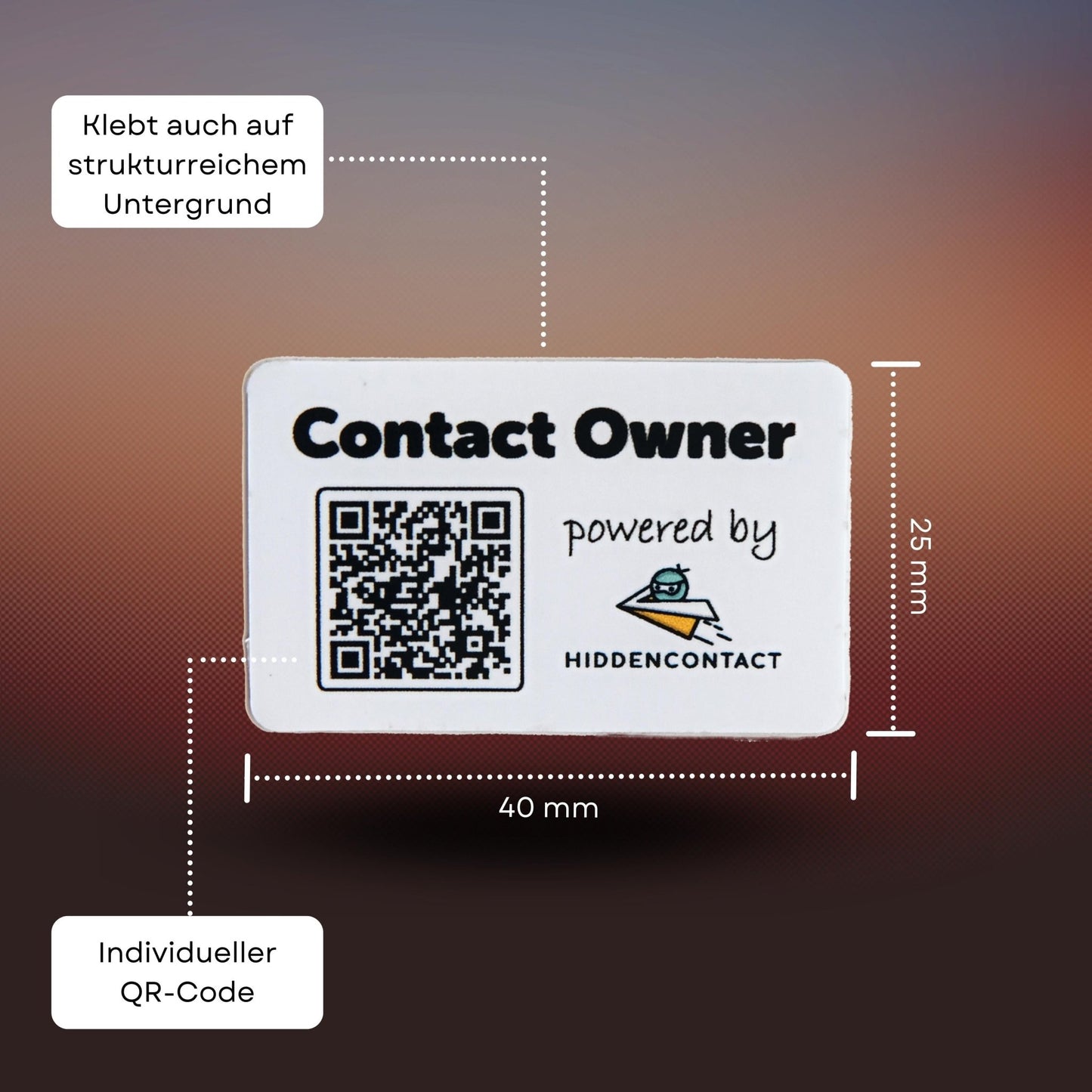 #Wertgegenstand Aufkleber mit QR - hiddencontact