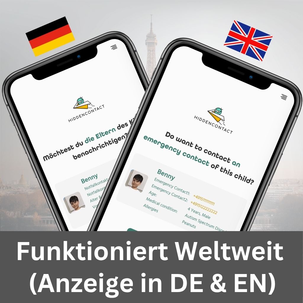 SOS Kontakt + Notfallinfo Armband für Kinder (3er Set)