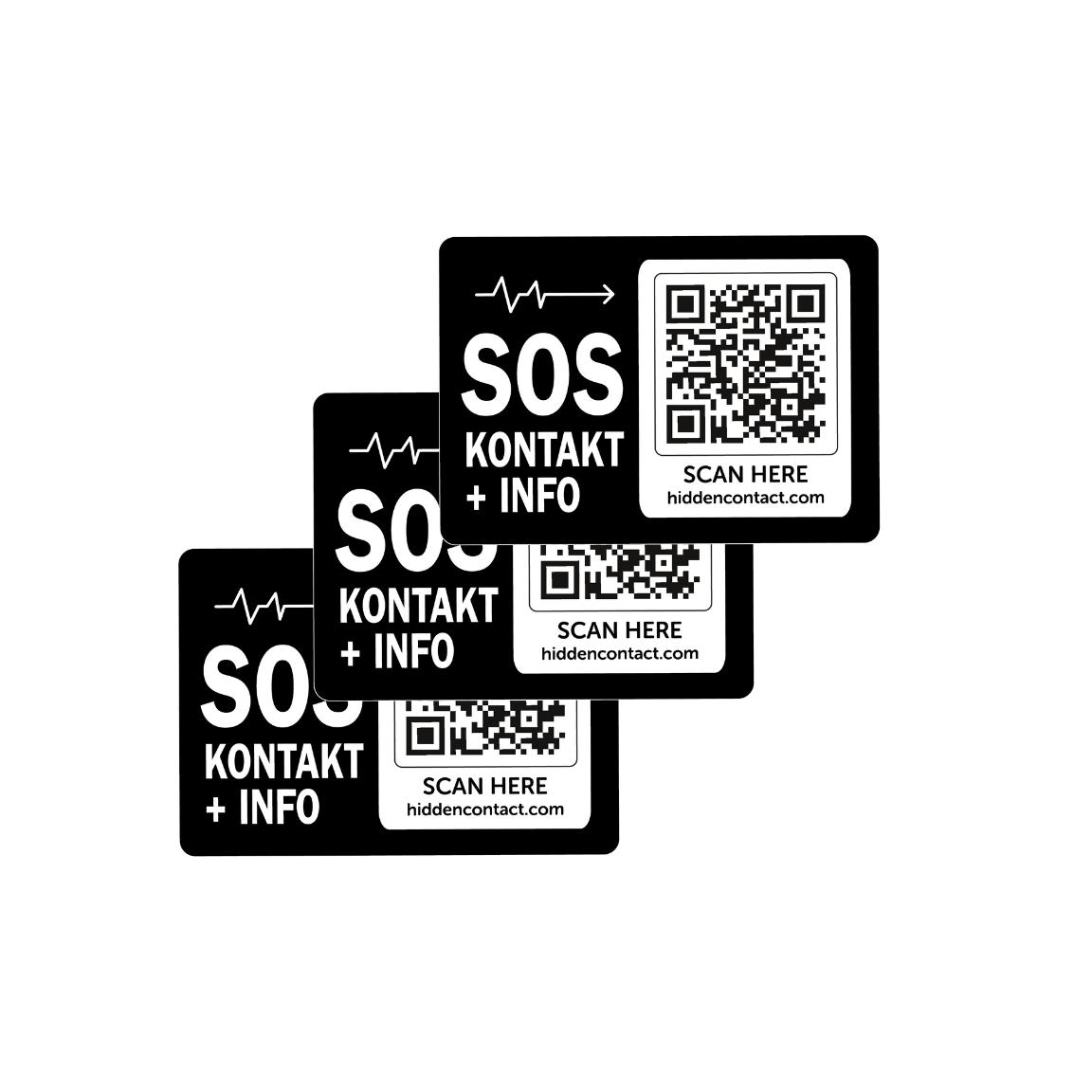 SOS Kontakt & Notfallinfo Aufkleber (3er Set)