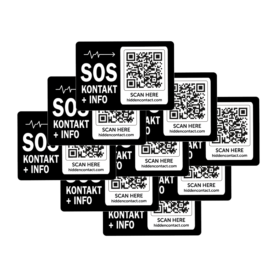 SOS Kontakt & Notfallinfo Aufkleber (9er Set)