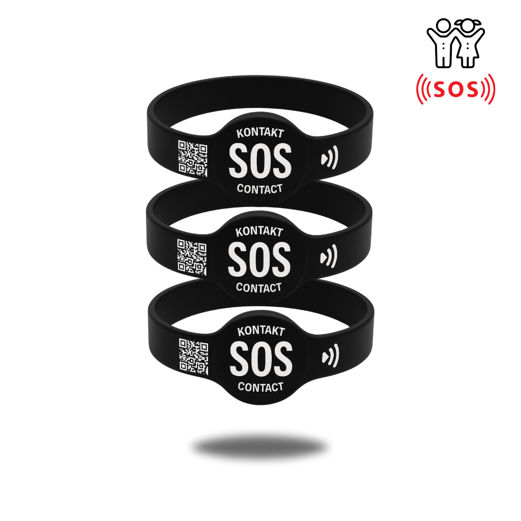 SOS Kontakt + Notfallinfo Armband für Kinder (3er Set)