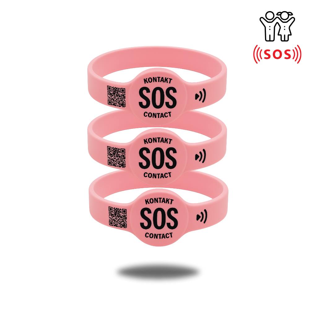 SOS Kontakt + Notfallinfo Armband für Kinder (3er Set)