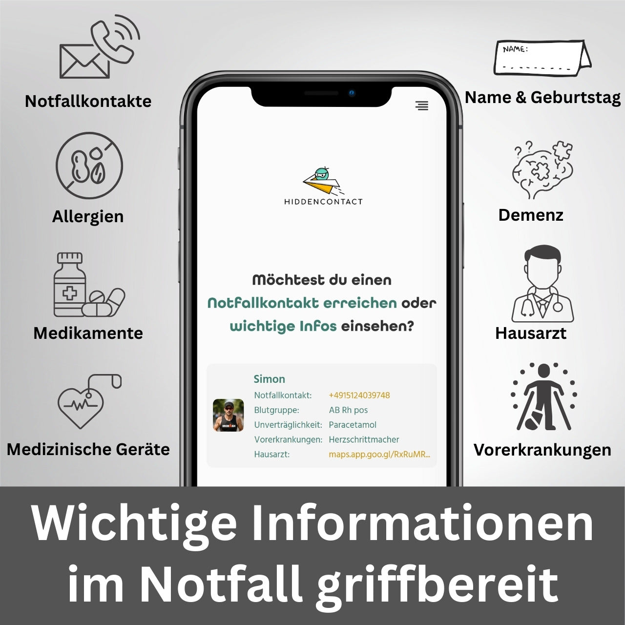 SOS Kontakt & Notfallinfo Aufkleber (9er Set)