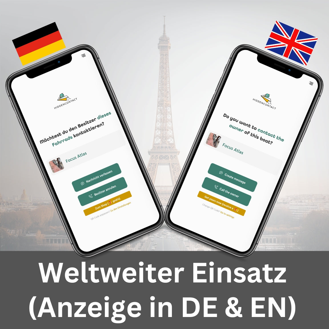 Fahrrad-Kontaktpunkt mit QR (3er Set)