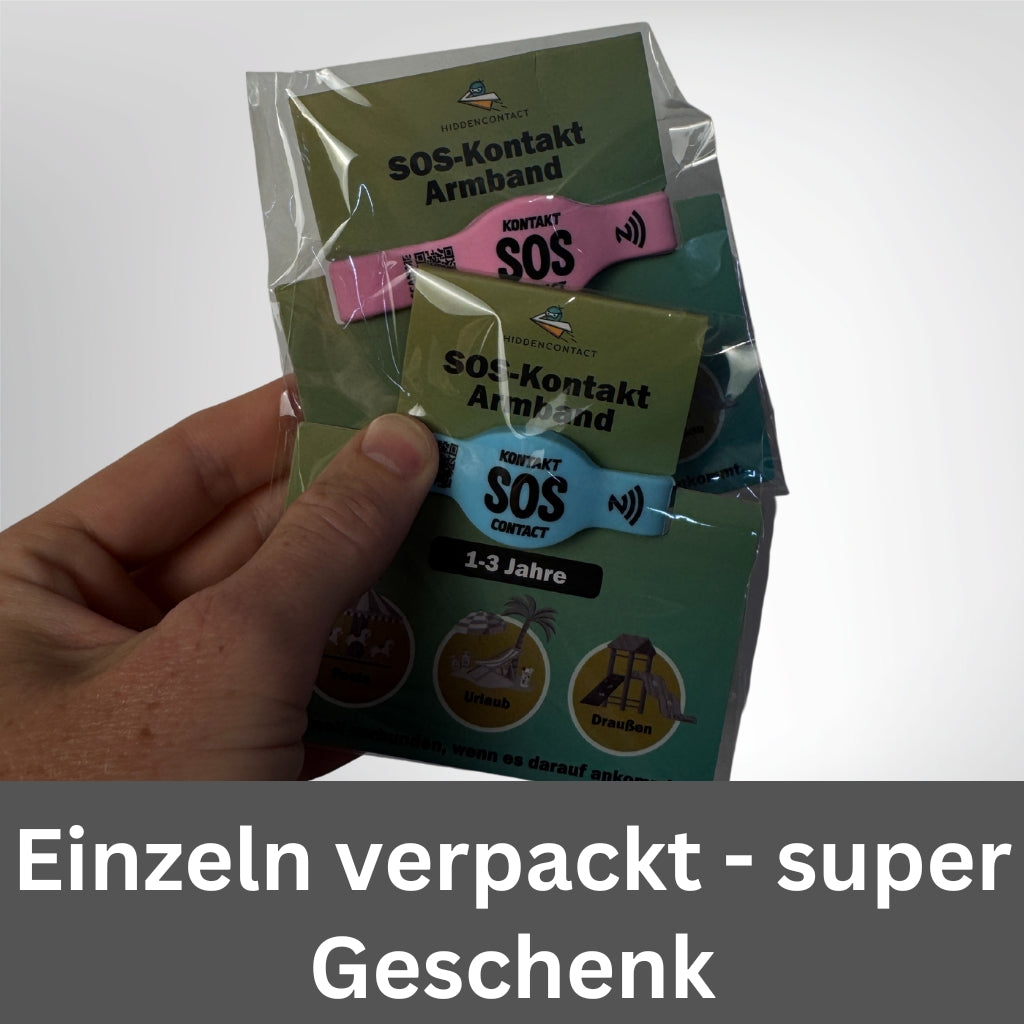 SOS Kontakt + Notfallinfo Armband für Kinder (3er Set)