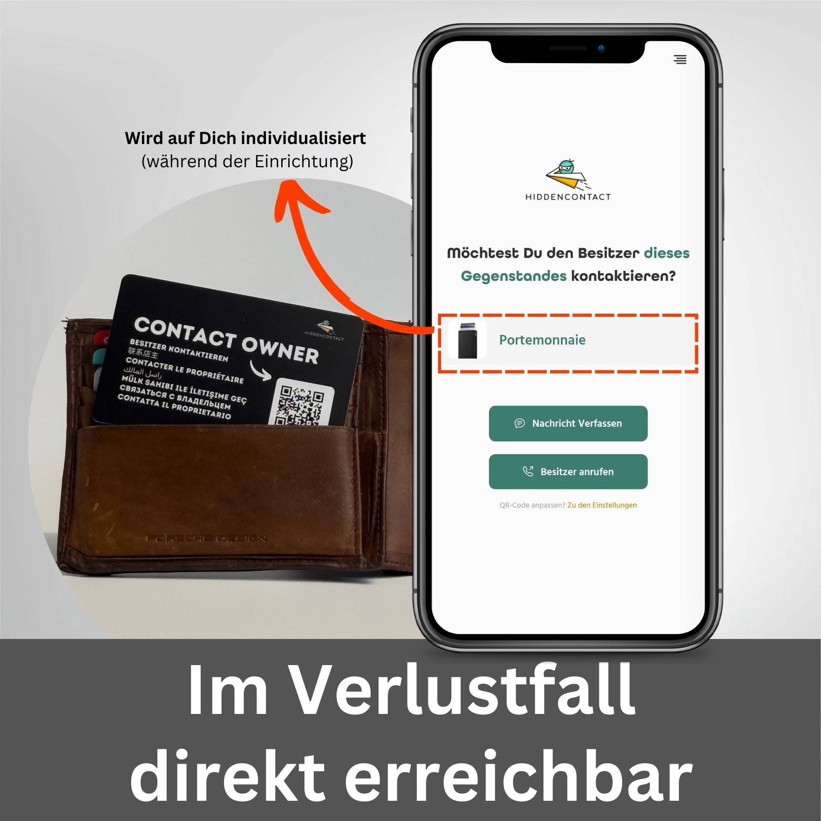 #Geldbeutel RFID - Blocker mit QR - hiddencontact