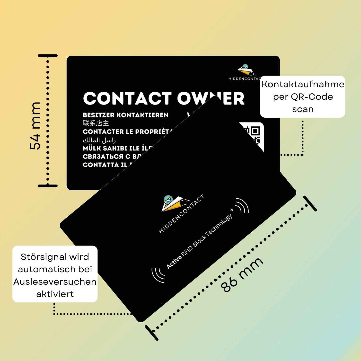#Geldbeutel RFID-Blocker mit QR - hiddencontact